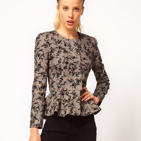 ASOS Embroidered Peplum Jacket Petite XS